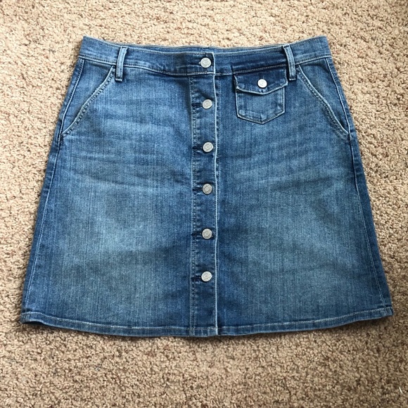 gap button front denim skirt